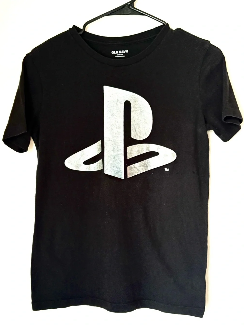 Old Navy PlayStation Iridescent Silver Foil Graphic Tee - Kids L (10-12)